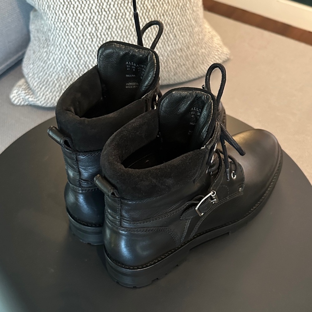 All Saints Black Combat & Moto Boots - Picture 2 of 4